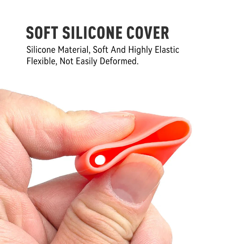 Hand showing soft flexible silicone fishing rod butt cap with durable elastic texture