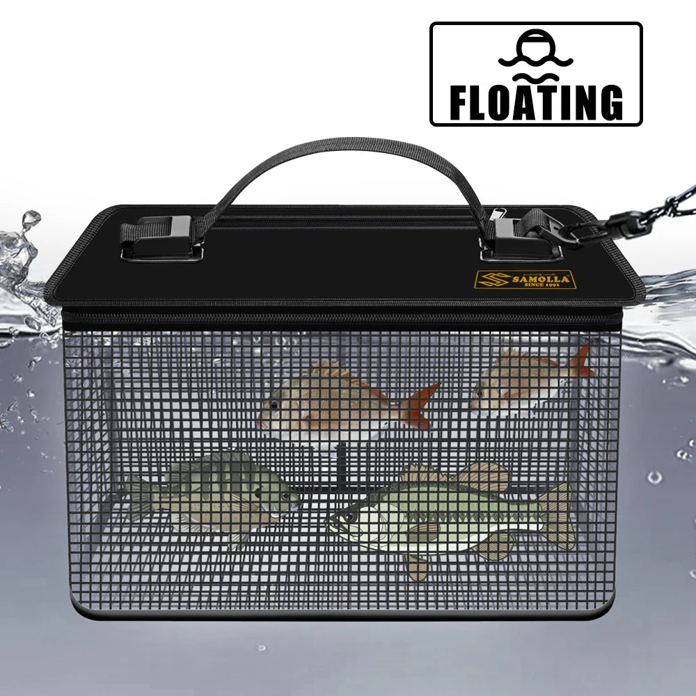 Floating live fish cage bucket with mesh body