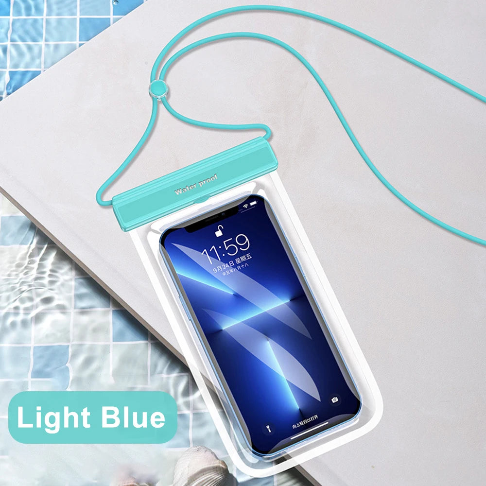 Light blue floating waterproof phone pouch