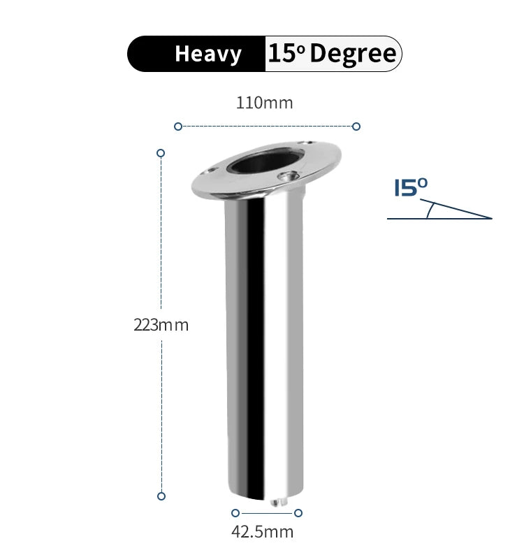 Stainless flush-mount rod holder installed on boat gunwale for clean, secure fit