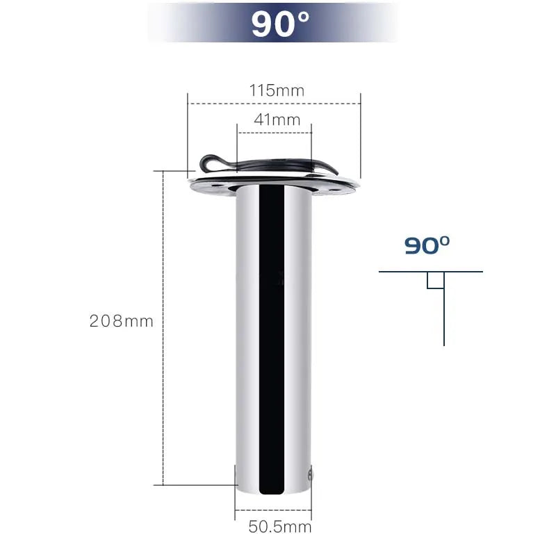 Stainless flush mount rod holder installed on boat deck showing secure marine fitting
