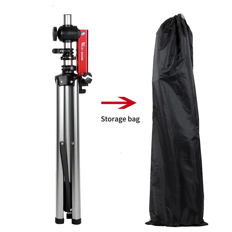 Folded bike repair stand with carry storage bag