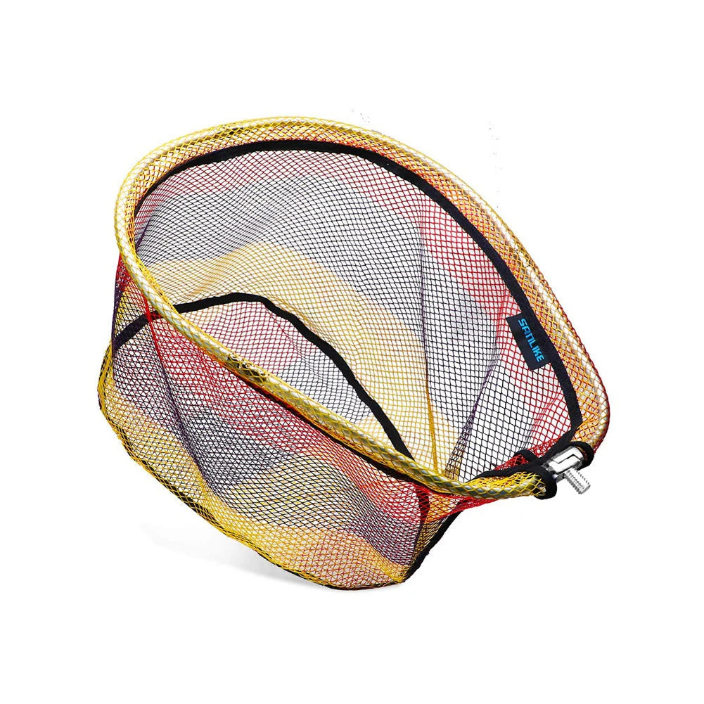 Foldable oval landing net with colourful rubber coated PE mesh
