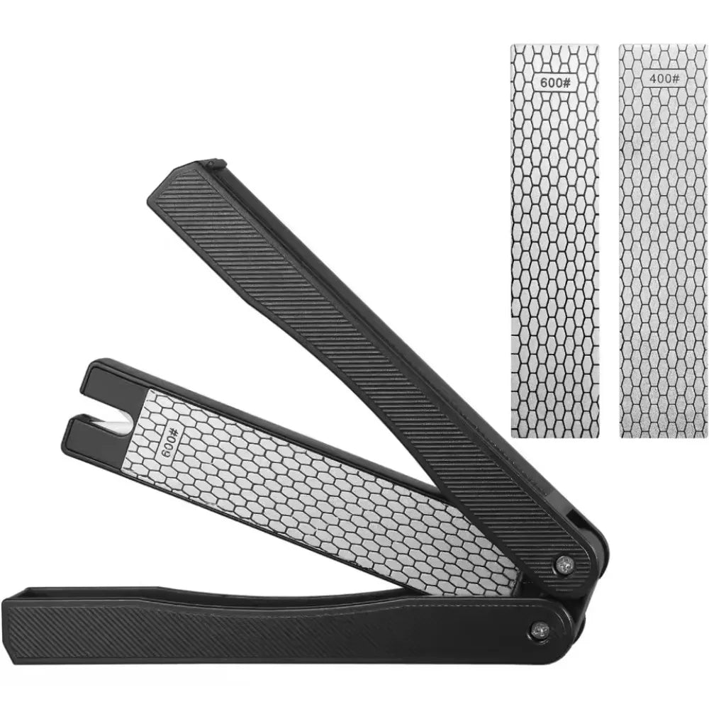 folding diamond knife sharpener showing open double sided sharpening plates