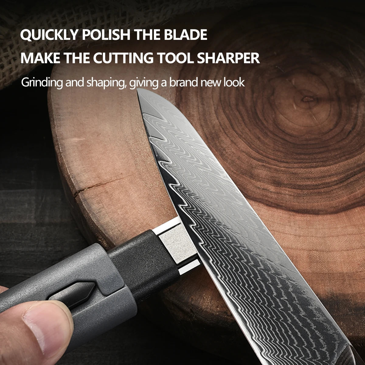 folding knife sharpener sharpening a fishing knife blade on outdoor surface