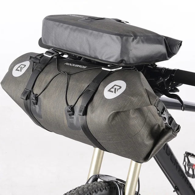 Front mounted waterproof bikepacking handlebar bag