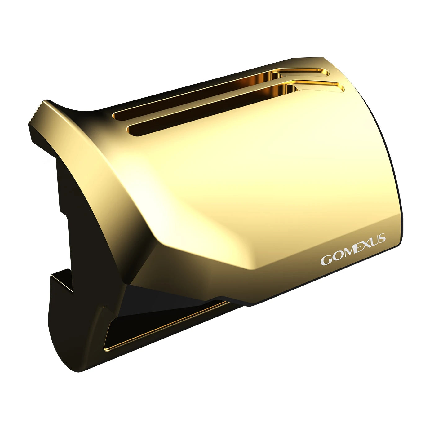 Gold and black device with 'Gomexus' branding on a white background
