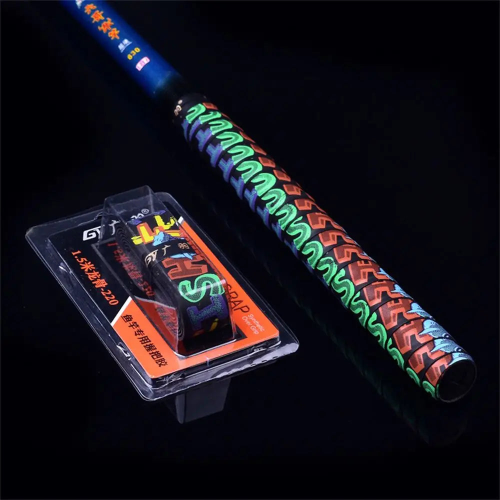 Green EVA grip tape with anti-slip design for fishing rod or racket handle wrapping