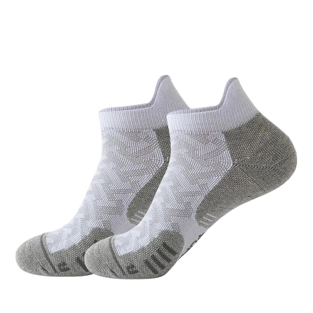 Grey ankle compression socks pair with anti slip grip