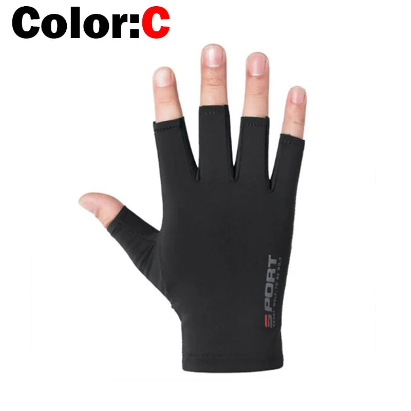 Black half finger cycling gloves worn on hand