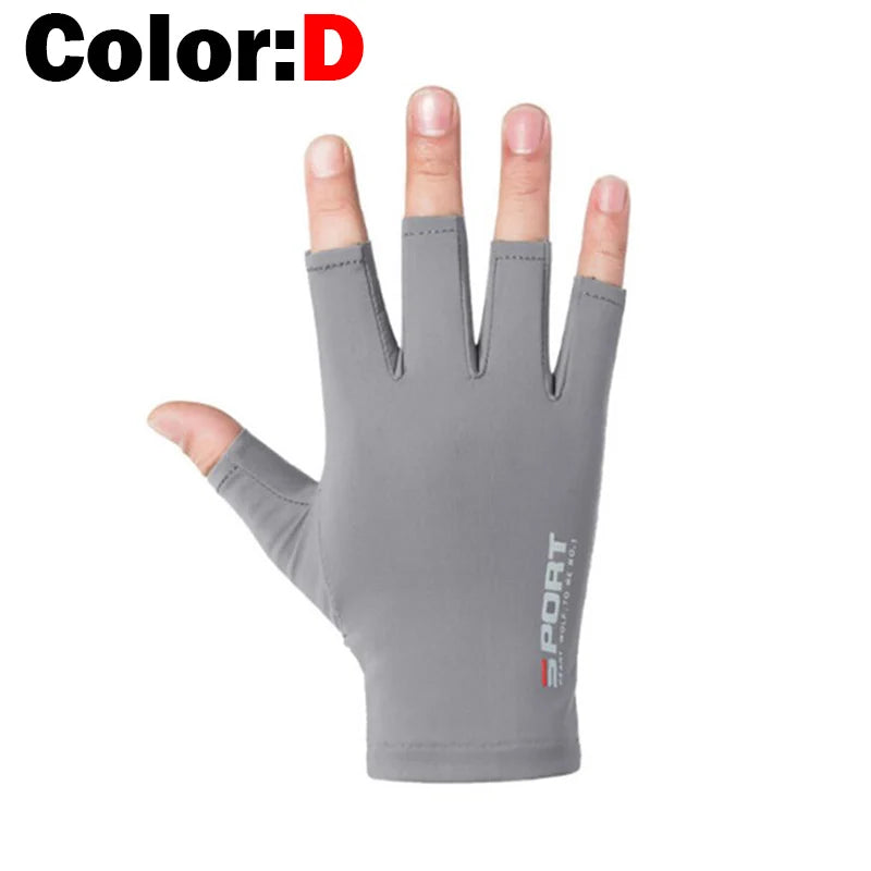 Grey half finger cycling gloves worn on hand