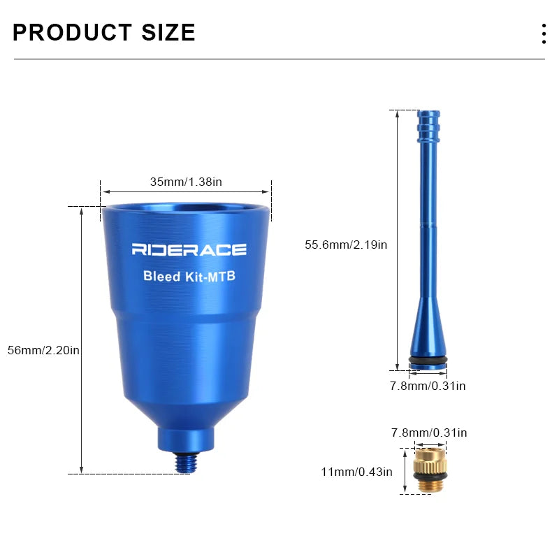 Hydraulic brake bleed funnel size and dimensions diagram