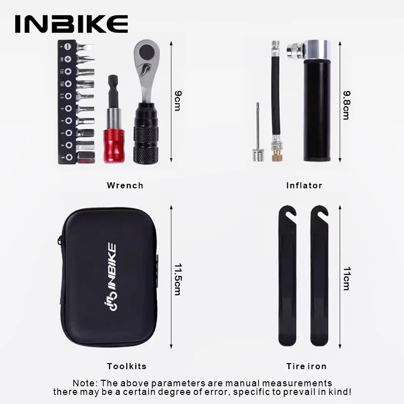 INBIKE compact bike repair kit product overview layout