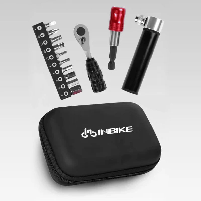 Compact bike repair kit packed inside zip carry case