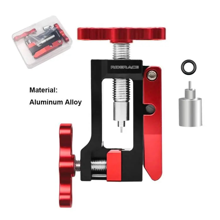 Red hydraulic brake hose installation tool set