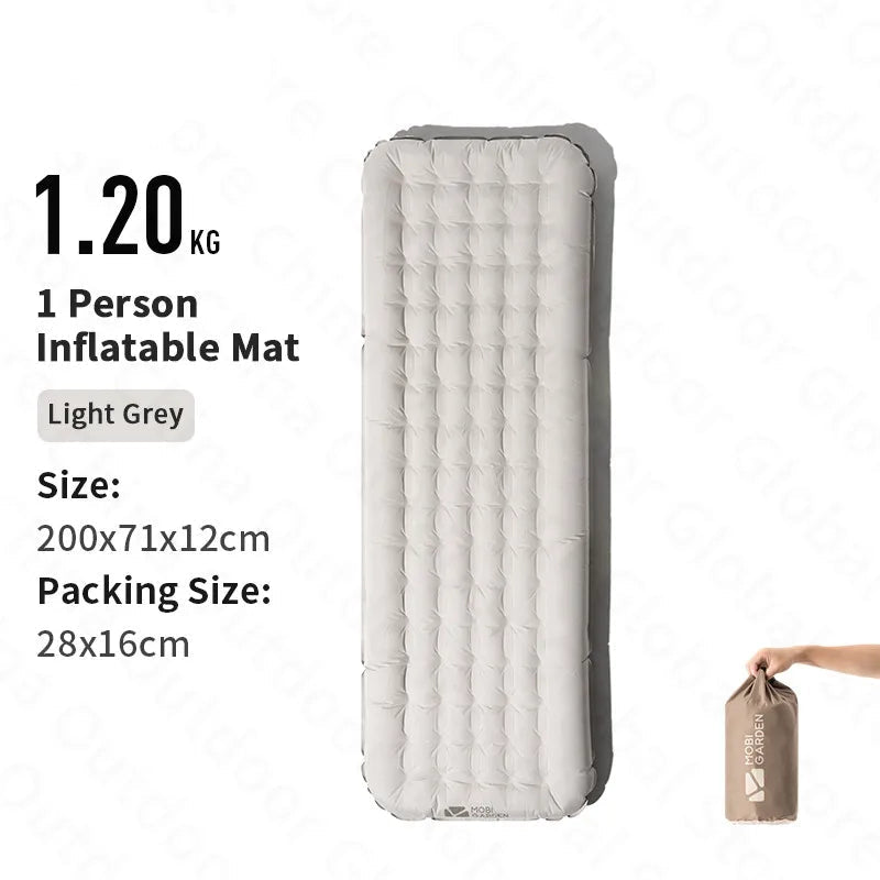 One person inflatable mattress size and weight specification card