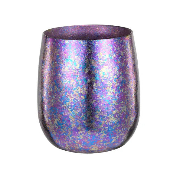 Iridescent titanium cup upright product display