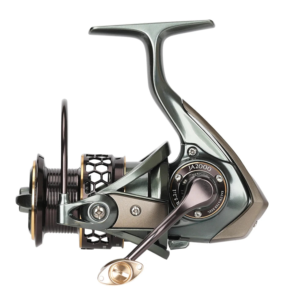 JAGUAR spinning reel shown with shallow and spare spool included for versatile fishing setups