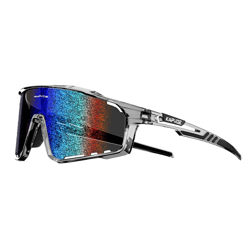 KAPVOE nano-tech cycling sunglasses with carbon fibre patterned lenses for enhanced contrast