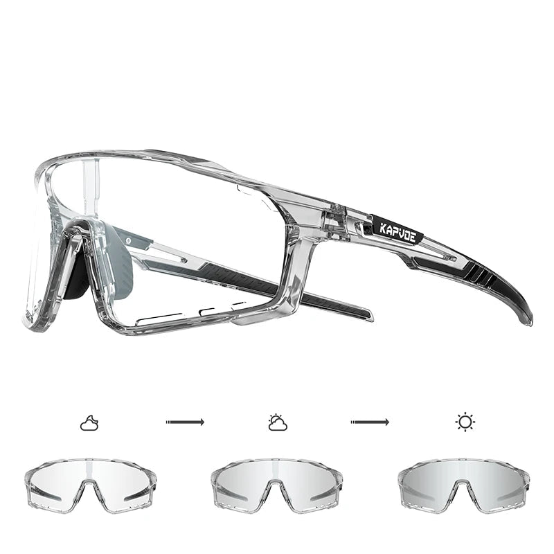 KAPVOE nano-tech sports sunglasses with clear frame and interchangeable transparent UV400 lenses