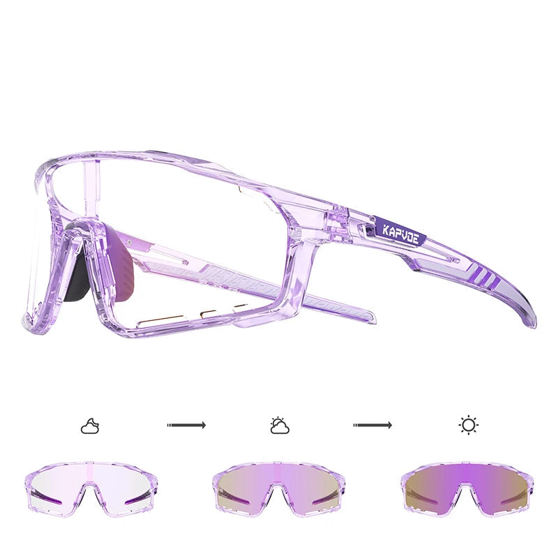 KAPVOE purple nano-tech cycling sunglasses with violet lens and lightweight durable construction