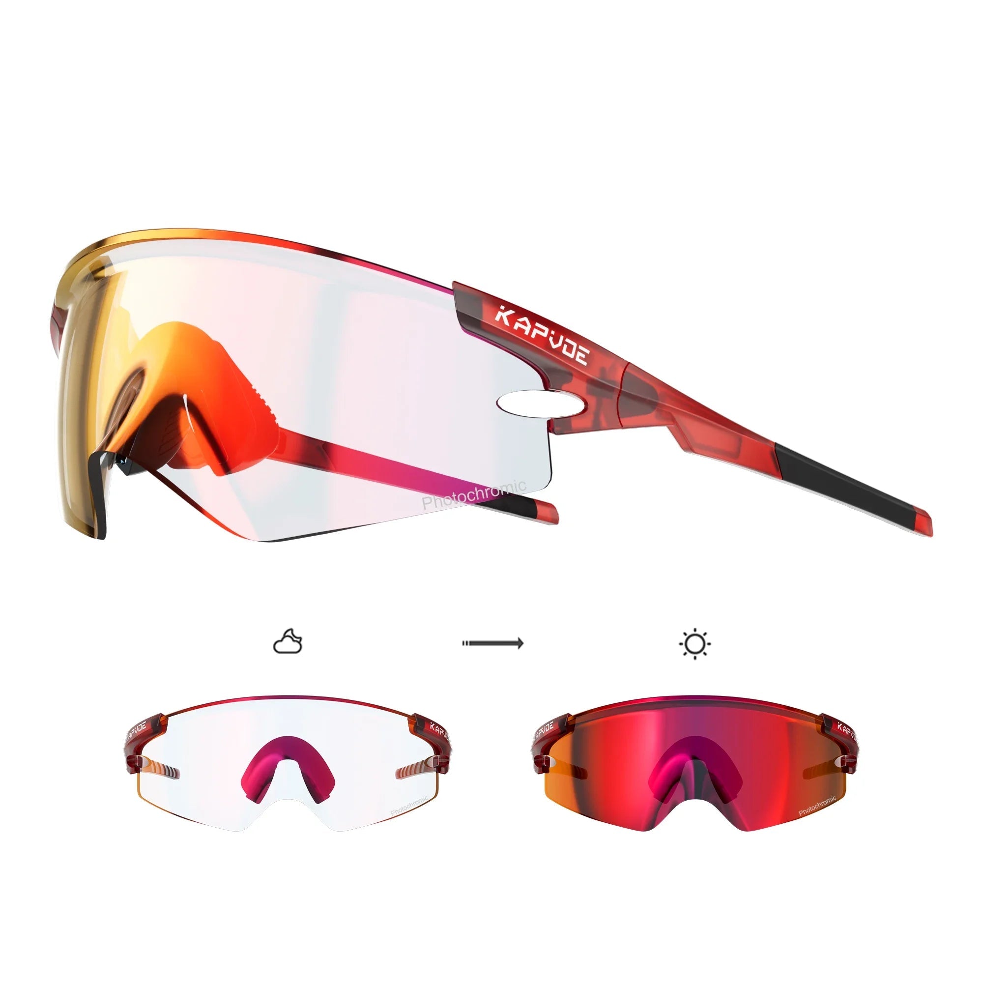 KAPVOE performance sunglasses with red mirrored lenses and red frame delivering standout visibility and comfort