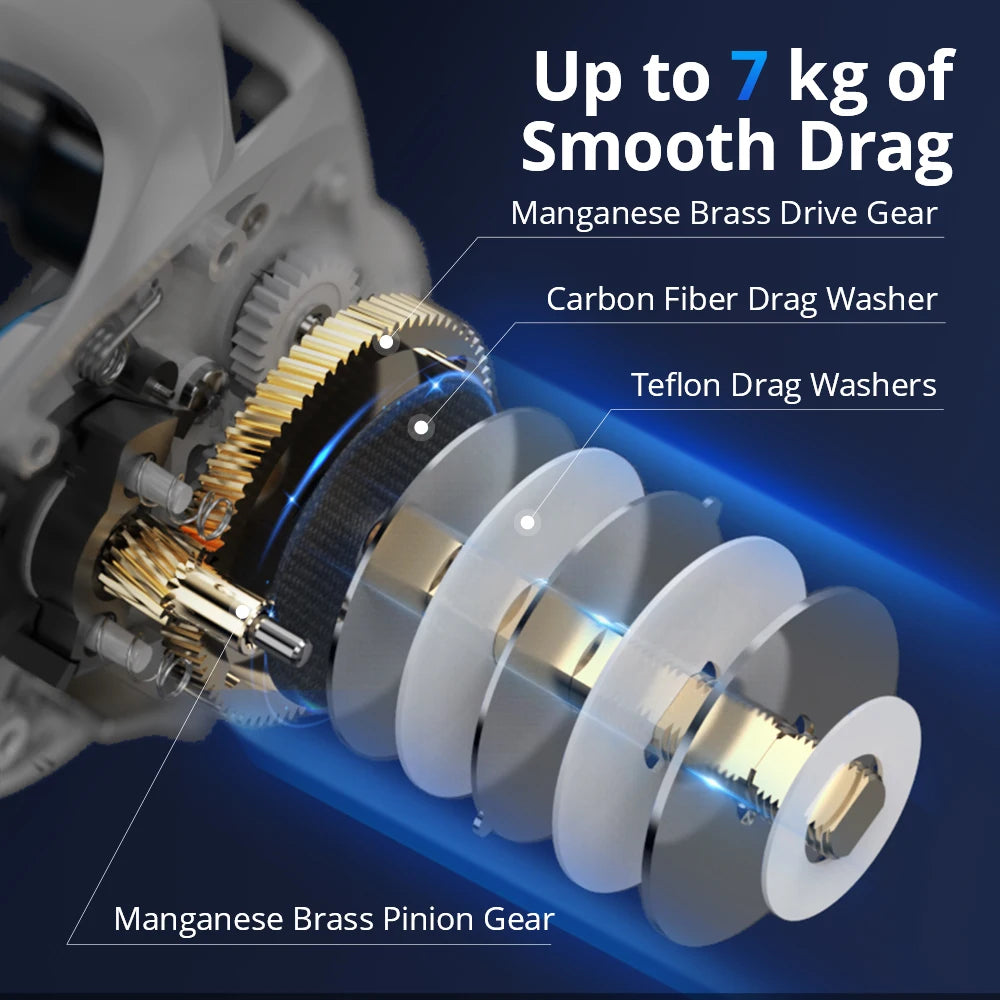 Cutaway view of Centron Lite drag system showing carbon fibre washers delivering up to 7 kg of smooth drag power