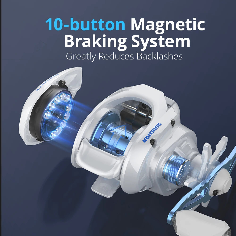 Ten-button magnetic braking system of the Centron Lite providing adjustable control for accurate and tangle-free casts
