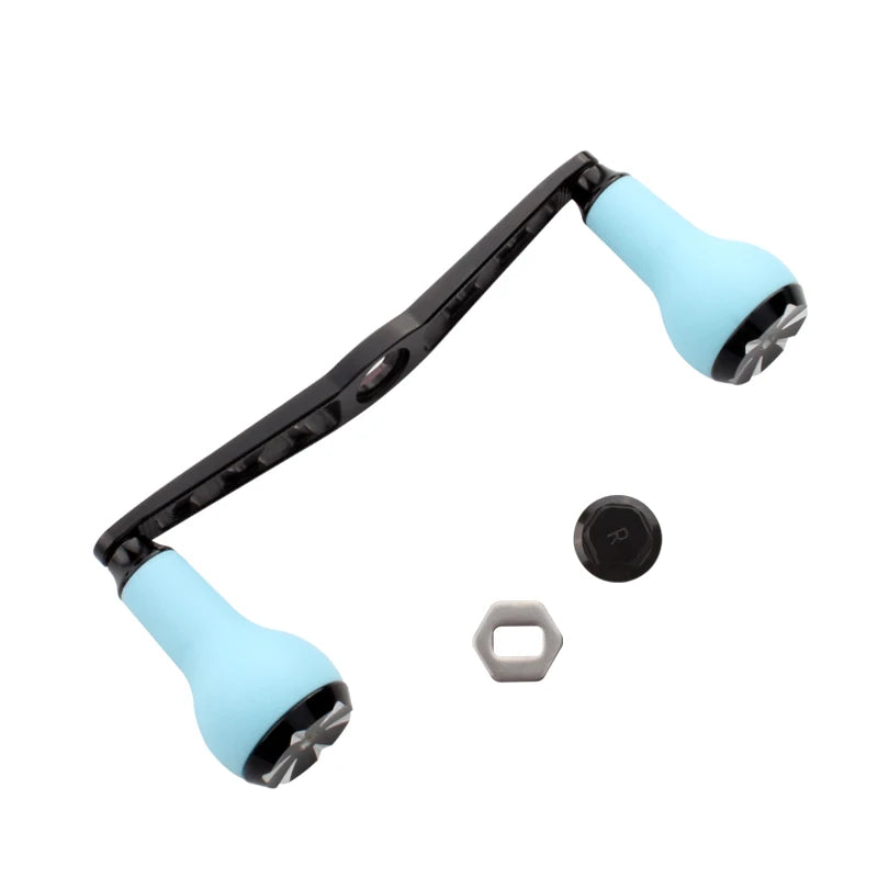KAWA aluminium handle with blue TPE grips for reliable comfort and control on SHIMANO and DAIWA baitcasting reels