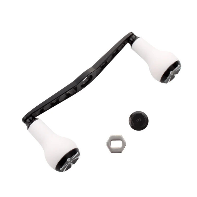 KAWA B001 aluminium handle with white TPE knobs combining strength and smooth control for baitcasting reels