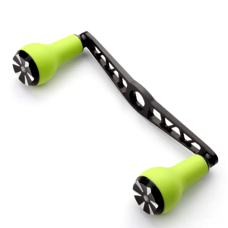 KAWA aluminium handle with green TPE grips for enhanced comfort, traction, and smooth baitcasting performance