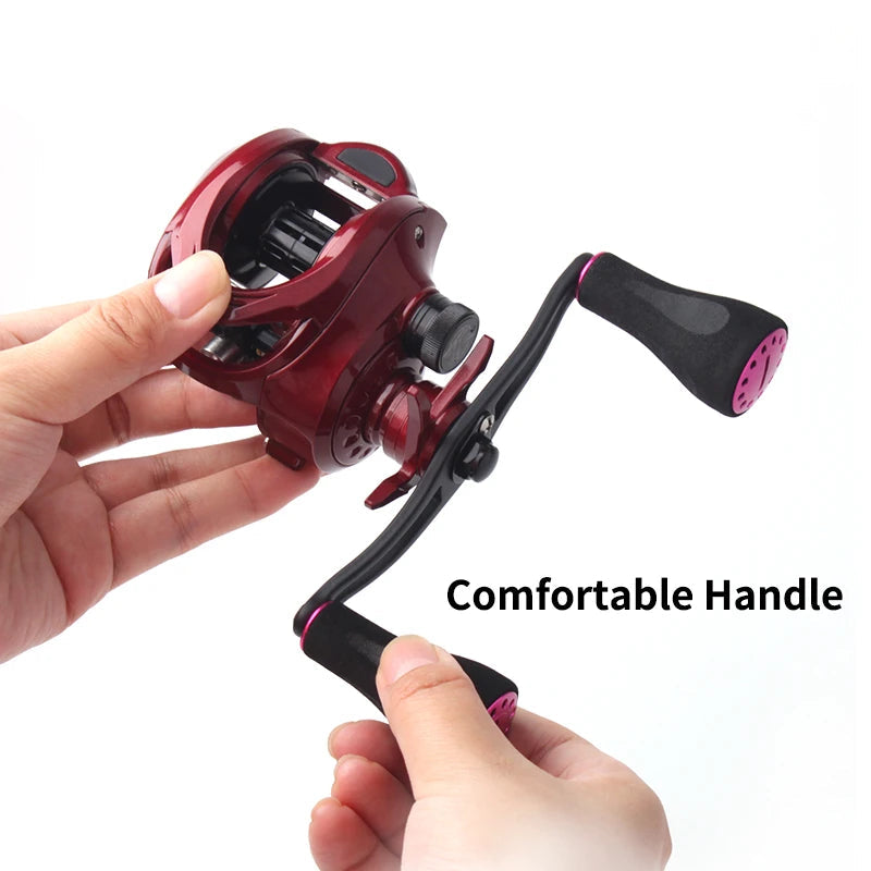 Angler holding reel fitted with KAWA D001 EVA handle showing ergonomic comfort and balanced rotation