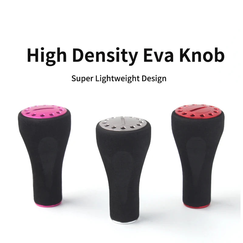 High-density EVA reel knobs for KAWA D001 handle showing lightweight, non-slip texture and colour options