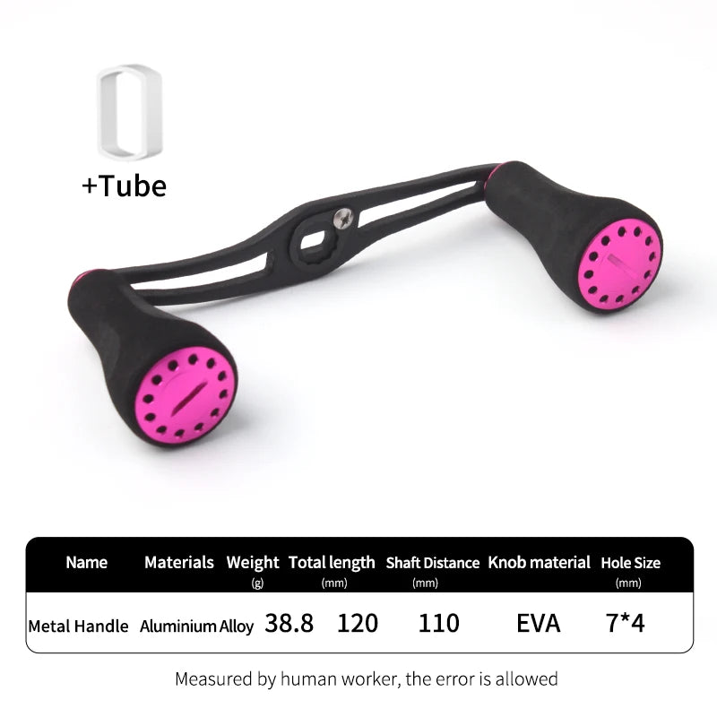 KAWA D001 pink EVA knob double handle with extra tube fitting showing detailed measurement and polished alloy arms