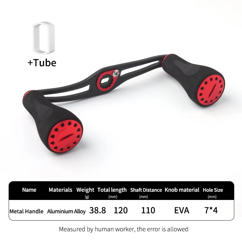 KAWA D001 pink EVA knob double handle with extra tube fitting showing detailed measurement and polished alloy arms