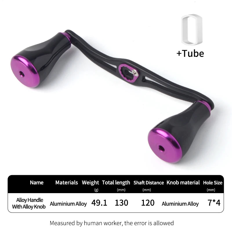KAWA black aluminium double handle with purple alloy knobs designed for precision balance in baitcasting reels