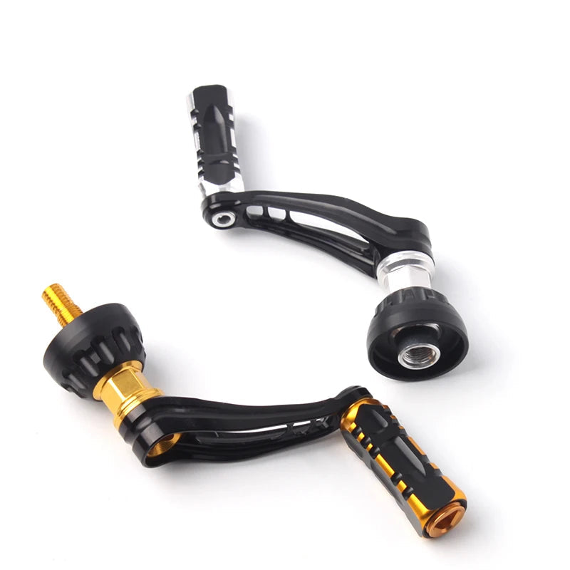 KAWA aluminium double reel handle side view showing smooth rotation and high-grip control knobs