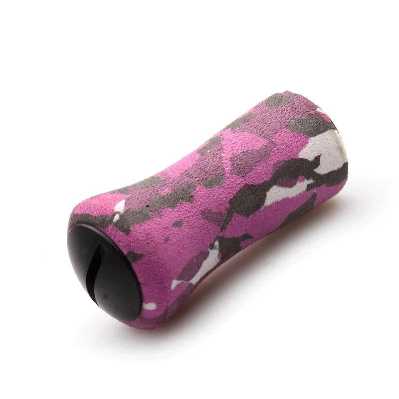 KAWA EVA camouflage reel knob in purple with soft grip texture, ideal for SHIMANO and DAIWA baitcasting reels