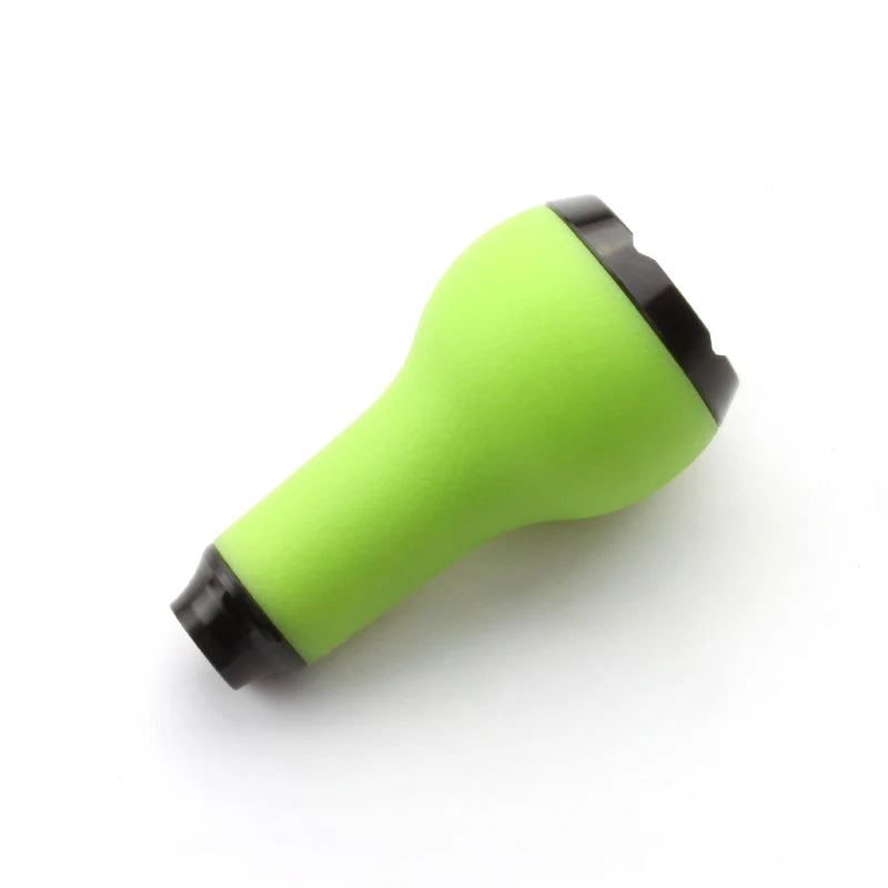 Side view of KAWA FP001 green TPE handle knob showing ergonomic contour and balanced rotation design