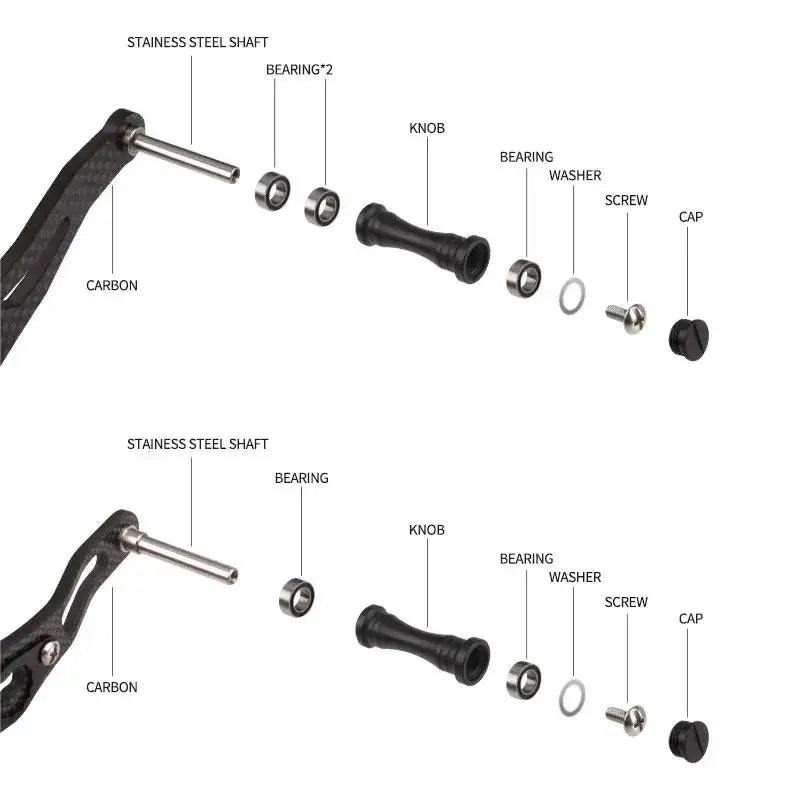 KAWA aluminium reel stand assembly diagram showing parts and installation layout for fishing reels