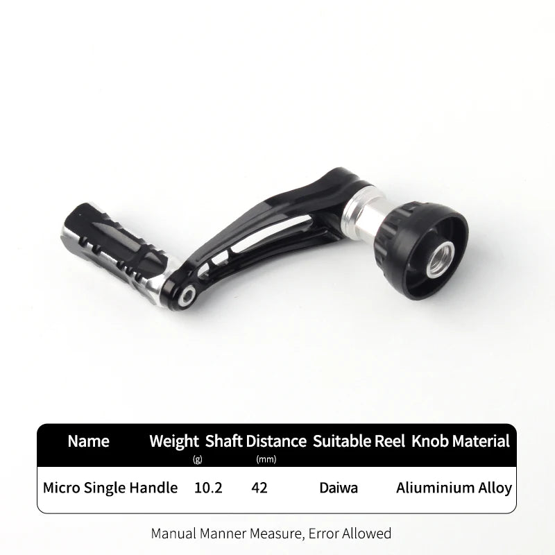 KAWA silver aluminium single handle close-up with lightweight frame design for spinning reels