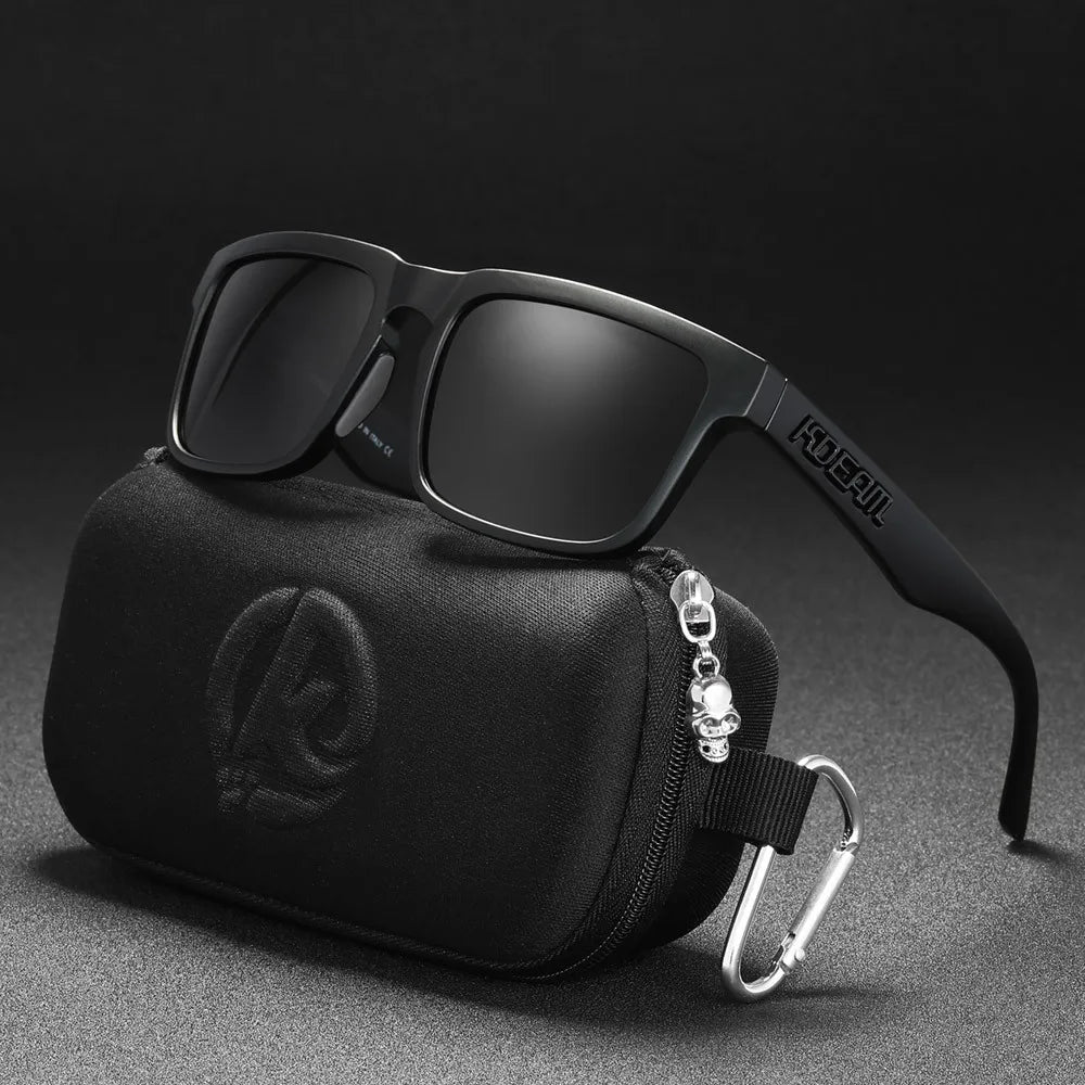 KDEAM black polarised sunglasses with UV400 lenses and protective carry case