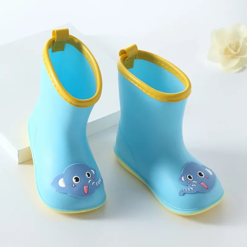 Blue cartoon animal waterproof gumboots for baby and toddler wear