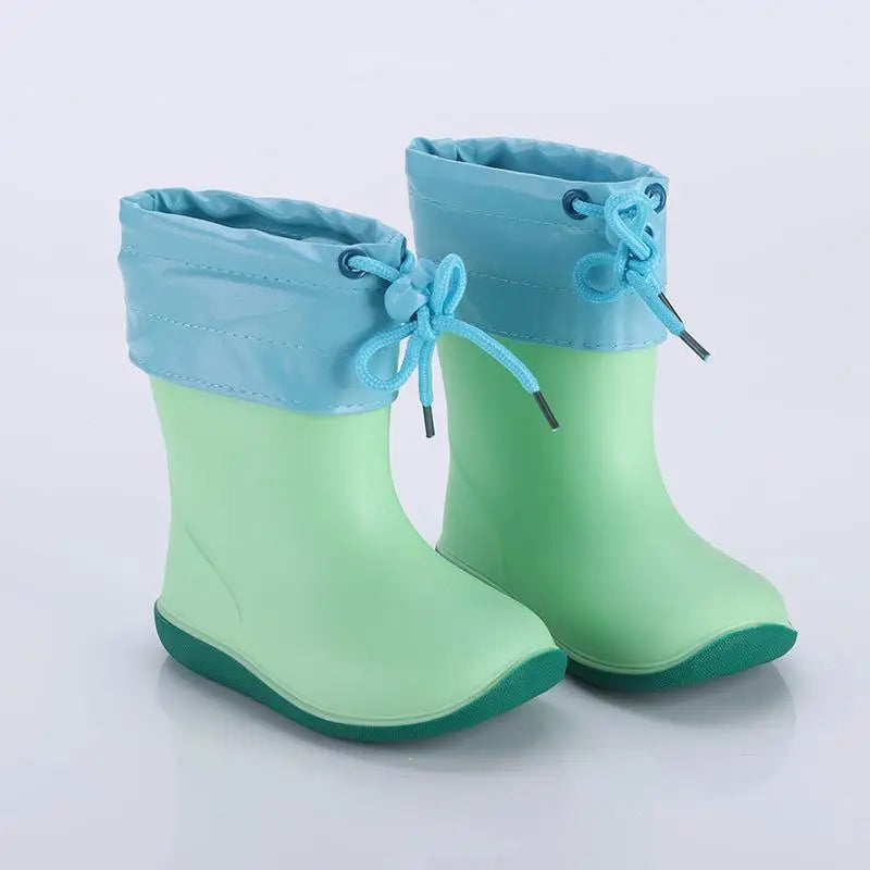 Green kids mid calf gumboots with removable insulated liner