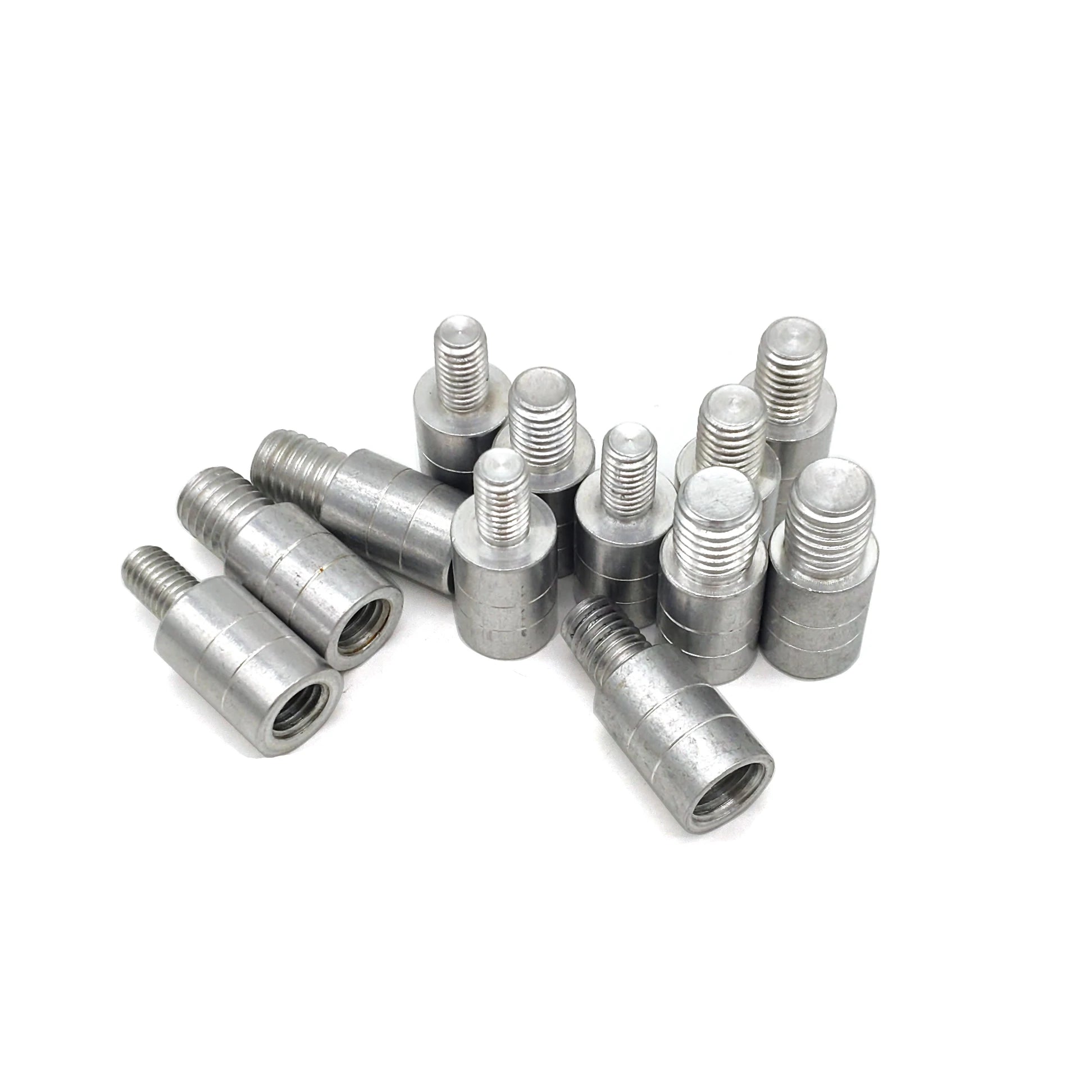 Aluminium landing net rod conversion connectors shown as mixed set