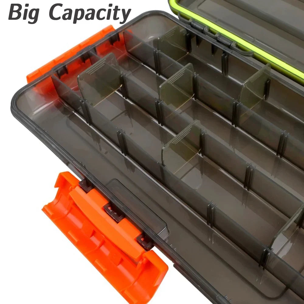 Large capacity fishing lure storage box interior