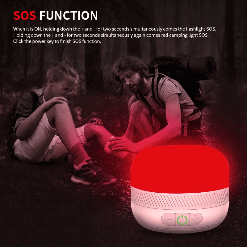 LED lantern showing red light emergency mode