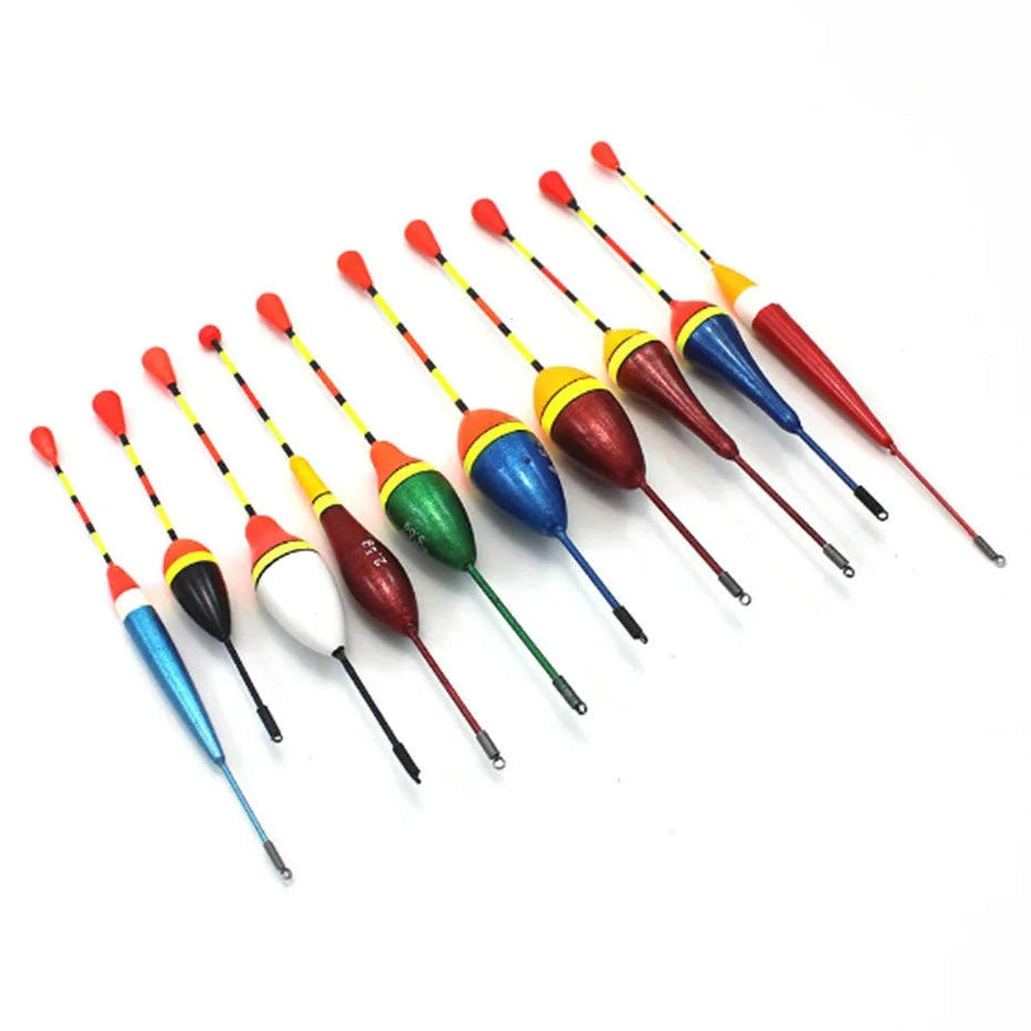 Lightweight fishing float set with bright colours and high buoyancy for freshwater fishing