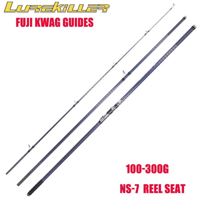 LUREKILLER Surf Gazer surfcasting rod sections with Fuji KWAG guides and HS-7 reel seat rated for 100–300g casting weight