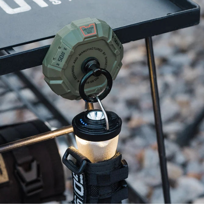 Magnetic camping hook for lights and small gear